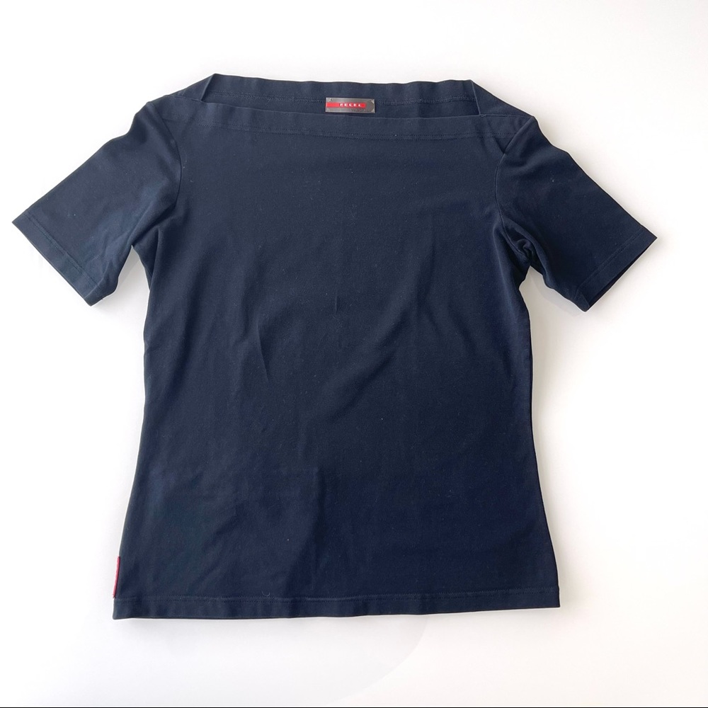 PRADA Linea Rossa Boatneck Navy Top M